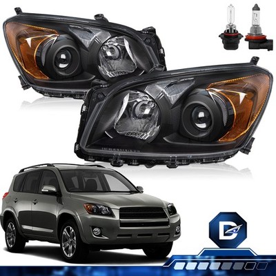 For 2009-2012 Toyota RAV4 Black Housing Amber Corner Headlights Assembly w/Bulbs