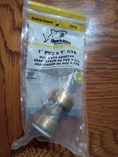 Shark Bite Push to Connect Transition Coupling Plumbing Fitting Brass 1" x 1"