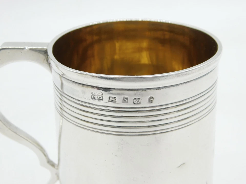Викторианская антикварная кружка для крещения из чистого серебра 1860 г. Шеффилд - Изображение 2 из 4