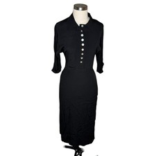 CHRISTY DAWN Deyko Midi Dress Black Button Upcycled Women's Size Small Boho Chic