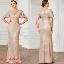 Womens Luxury V-Neck Evening Dresses Party Maxi Dress Sequin Gowns Prom Dress