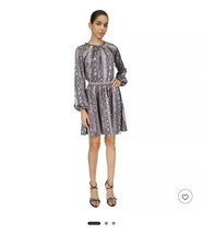 Michael Kors Snake Print Dress Chain Detail Long Sleeve Mini Dress S