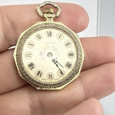 Vtg Saxony Swiss Pocket Watch or Pendant 1-1/4" Diameter Untested, Hands Move