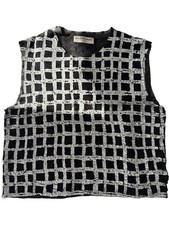 Authentic Balenciaga Archive Crackle Paint Grid Knit Tank Top Vest Runway BlackM