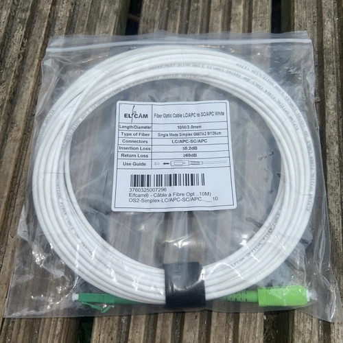 ELFCAM FIBRE OPTIC CABLE LC/APC to SC/APC Length 10m Diameter 3.0mm 