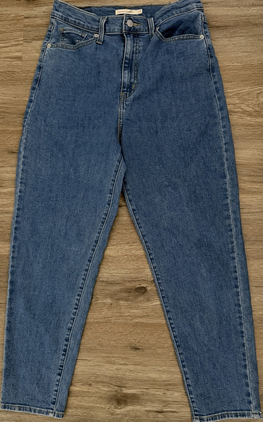 Levi's Women's High Rise Tapered Jeans Blue Denim Button Zip