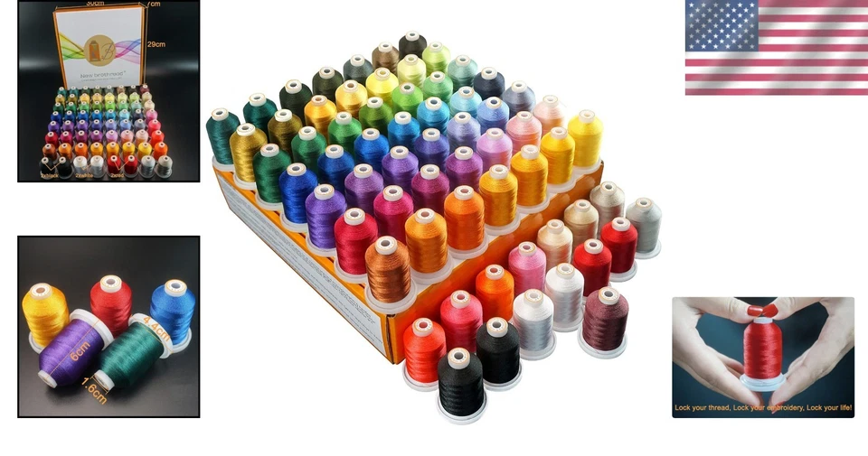 64-Color 1000M Polyester Embroidery Thread Kit - Image 2 of 4