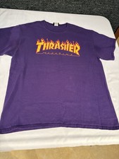 Thrasher Magazine Purple Flame Logo Streetwear Skate T Shirt Size Large Unisex