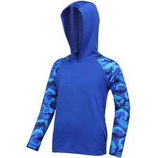 Boys Rash Guard Swim Hoodie UPF 50 UV Protection Long Sleeve Fishing Shirt