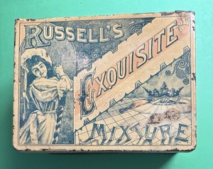 Russell’s Exquisite Mixture Super Rare Early Tobacco Tin W.W. Russell Richmond