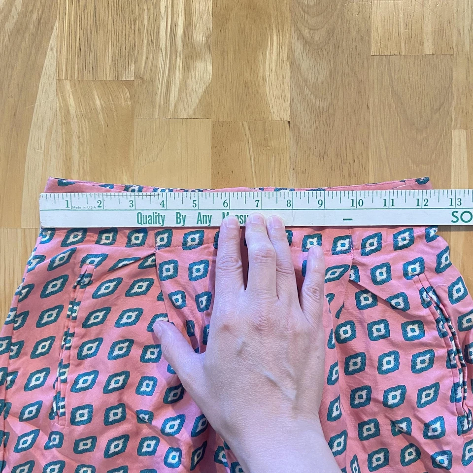 Pantalones Etro Mujer 38 Rosa Azul Estampado Recortados 100% Seda Pierna Ancha Hecho en Italia Foto 2 de 4