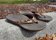 Vionic Tide SQ Bronze Brown Sequined Toe Post Thong Sandals Women's 8