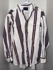 Wrangler Men's XL Cotton Woven Striped Button-Down Shirt w/ Pockets