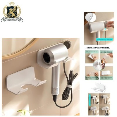 Chic Self-Adhesive Hair Dryer Mount - Elegant Solution for Tidy Bathrooms, White