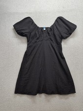 Old Navy Women Mini Dress L Black V Neck Puff Sleeve Lined Pullover Party Wear