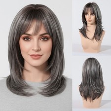 Chin-length Style Fashion Synthetic Wig Long Wig with Bangs  for Women