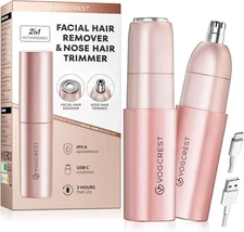 2-in-1 Rechargeable Facial Hair Remover Eyebrow Trimmer Portable Mini Shaver
