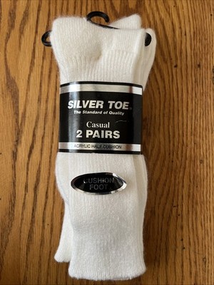 Vintage Men s Silver Toe by Gold Toe Acrylic  Size 10-13 Made in USA New 2 Pr