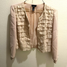 J.Crew Collection Beige Cropped Wool Silk Lined Single-Breasted Blazer 8