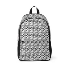 Retro West African Kente Pattern Backpack Handwoven Ghanaian Rucksack - White