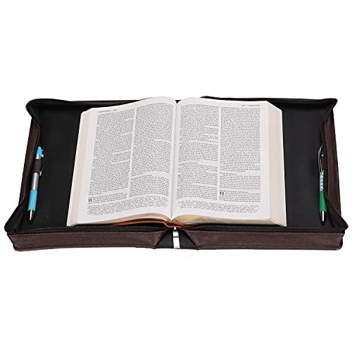 Large Bible Cover Leather Bible Carrying Case Bag with Zipper & Handle - Picture 2 of 7
