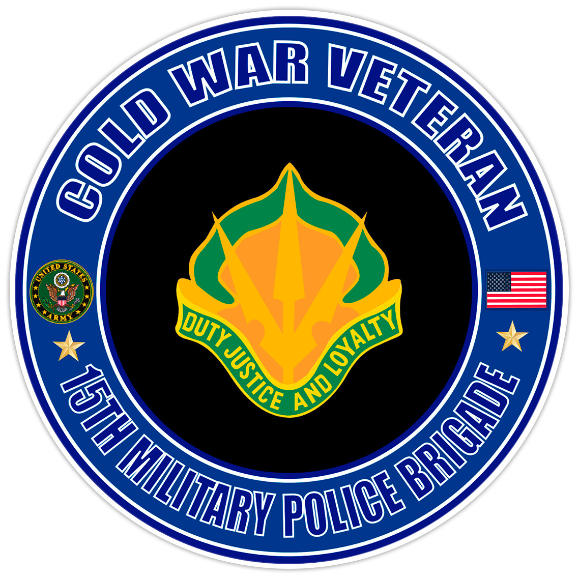 Cold War Veteran 15th Military Police Brigade Bumper Sticker Military Decal 5"