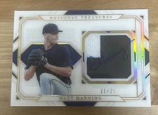 MATT MANNING 2021 NATIONAL TREASURES ACETATE GOLD JERSEY PATCH AUTO #/25 Tigers