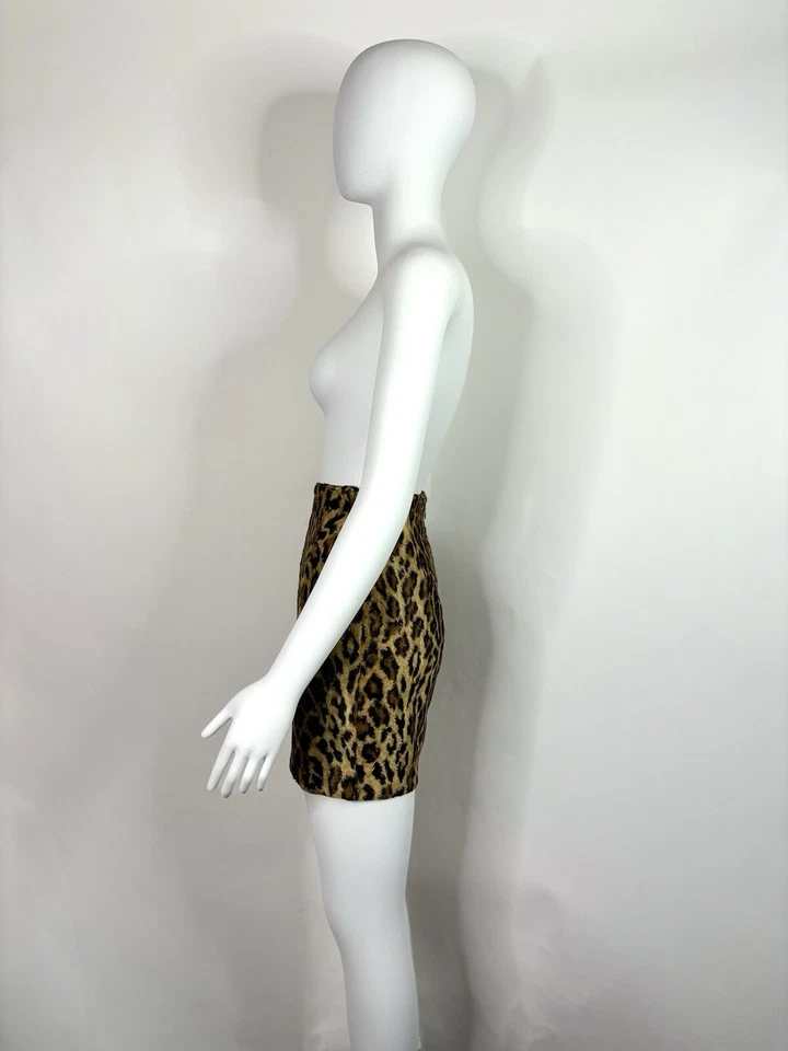 Falda De Colección Gianni Versace AW1994 Marrón Estampado Leopardo Piel Sintética 38 US4 Foto 4 de 4