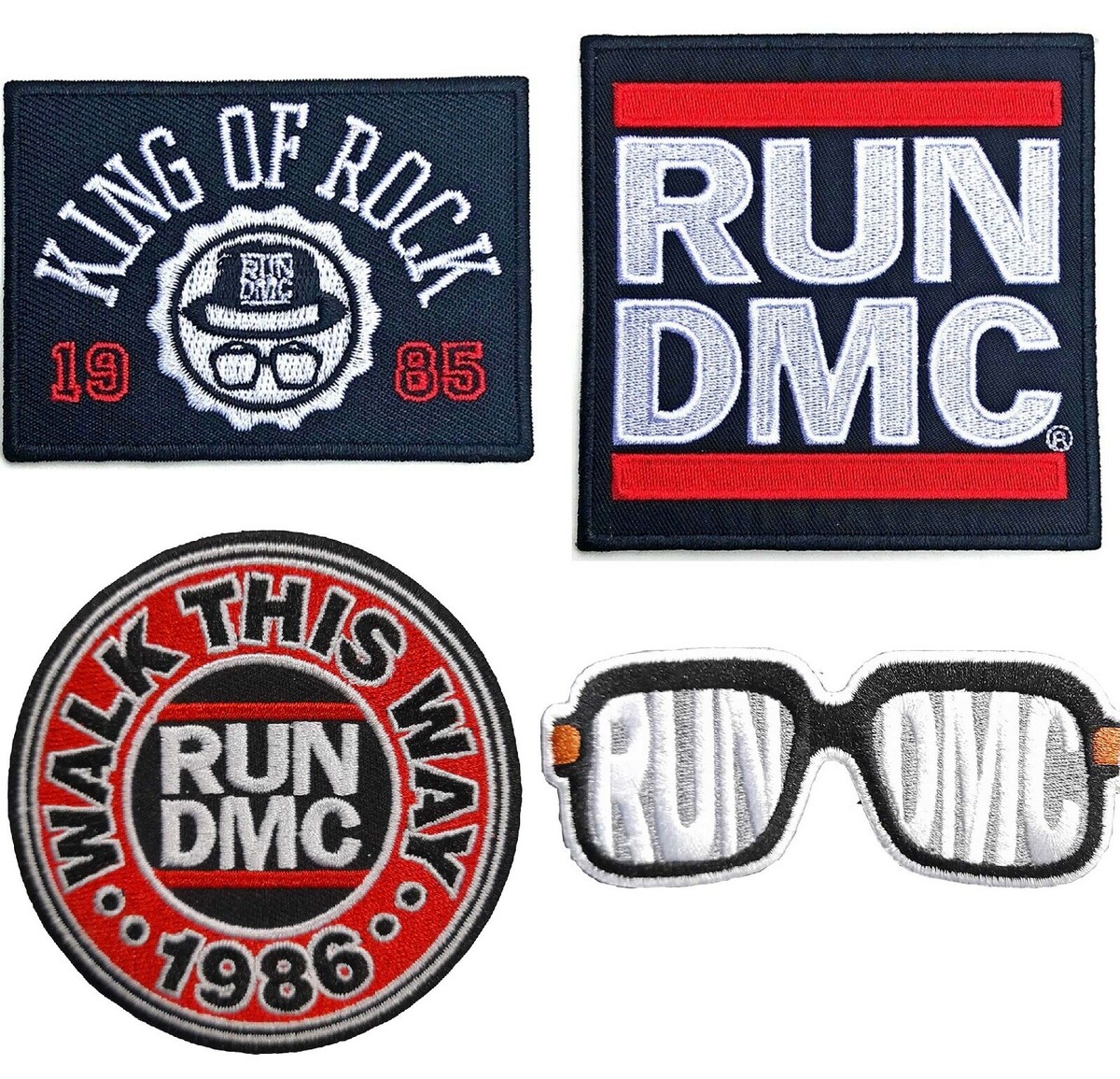 official RUN DMC IRON ON SEW ON PATCH KING OF ROCK 1985 WALK THIS WAY  LOGO
