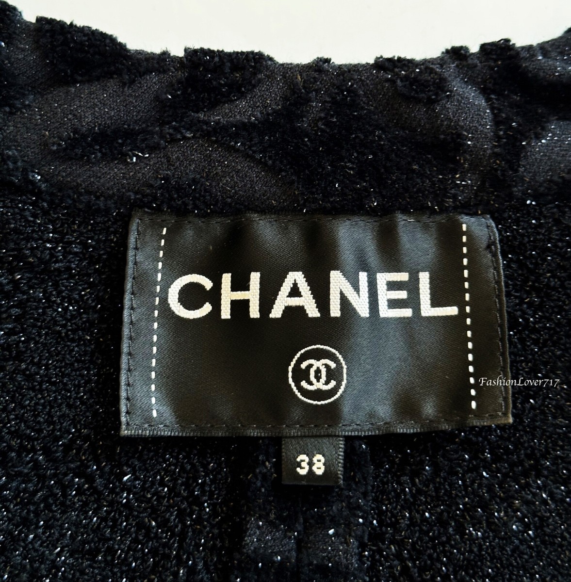 CHANEL 18A HAMBURG BLACK CC LOGO CAMELLIA FANTASY TERRYCLOTH