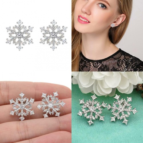 EVER FAITH Collana Fiocco Di Neve In Argento 925 Con Zirconi – Ciondolo 2,6x1,9 Cm, Catena Regolabile 46-51 Cm