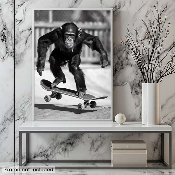 Monkey Skateboarding #2 - Cute Funny Animals - Poster | eBay