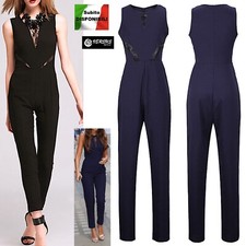 Tuta Pantaloni Casual Cerimonia Donna con Pizzo Woman Party Jumpsuit 660067 SD