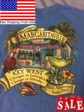 Jimmy Buffett Margaritaville Graphic T shirt Key West Royal shirt cotton