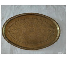 Grand Plateau Ovale Gravé Du Moyen-orient Marocain