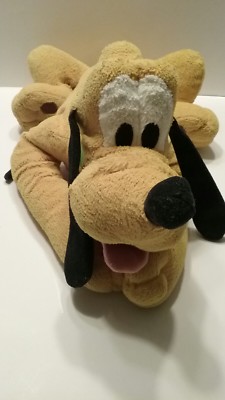 Disney Pluto Laying Down Soft Floppy Plush Toy 16'' Beanbag Green Collar 