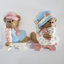 Homco Seated Teddy Bear Boy Girl Wall Decor Vintage