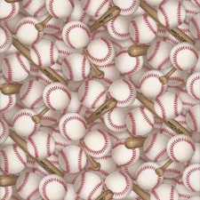 Sports Collection Packed Baseballs 100 Cotton Fabric by The Yard