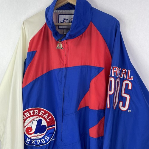 Vintage 90s Montreal Expos Jacket Logo Athletic Shark tooth Windbreaker Size XL - Picture 2 of 12