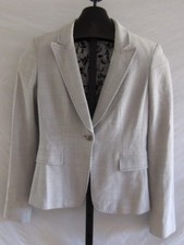 Elie Tahari Blue 1 Button Blazer Jacket Misses Size 2 Cotton Blend Pick Stitch