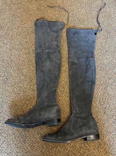 Stuart Weitzman Lowland Bold Boot - Stretch Suede - Slate Gray - Size 9 - Picture 3 of 11