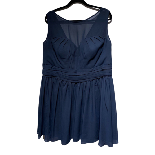 Mini robe femme JJ'S House bleu marine illusion col sans manches solide 18 W plus - Photo 1 sur 9