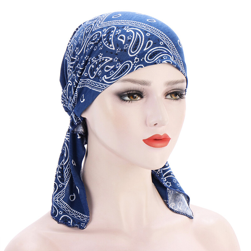 Damen Muslimisch Stretch Turban Hut Chemo Kappe Haar Loss Kopf Schal