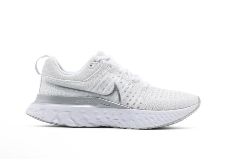 Nike React Infinity Run Flyknit 2 White Silver Size 7.5 Running Shoes