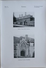 1910 ARCHITECTURE PRINT EXTERIOR STABLES THORPE HALL - ALMSHOUSE EWELME