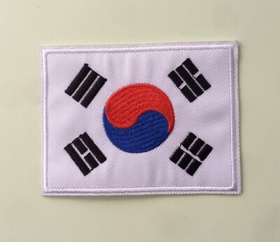 Bestickter Patch Applikationen Abzeichen Südkorea Flagge zum Aufbügeln / Aufnähen