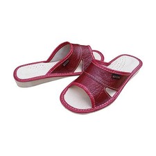 Women's Slippers Soft Natural Leather Slip On Size 3-8 Red Sandals Flats Slides