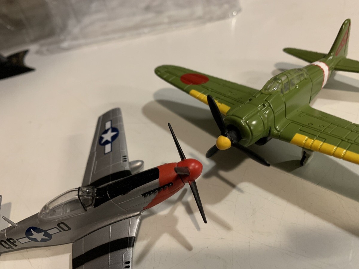 Lot 10 Avions Militaires 1:100 – 5 Zero Maisto + 5 Mustang Del Prado – Neufs