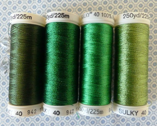 Sulky 40 wt Rayon Thread 250 yd Spools Set of 4 "Meadow Greens" - Picture 2 of 3
