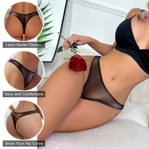 Women's Sexy Mesh Sheer Thong Ultra-thin Panties See-through Lingerie Panties - Picture 9 of 60